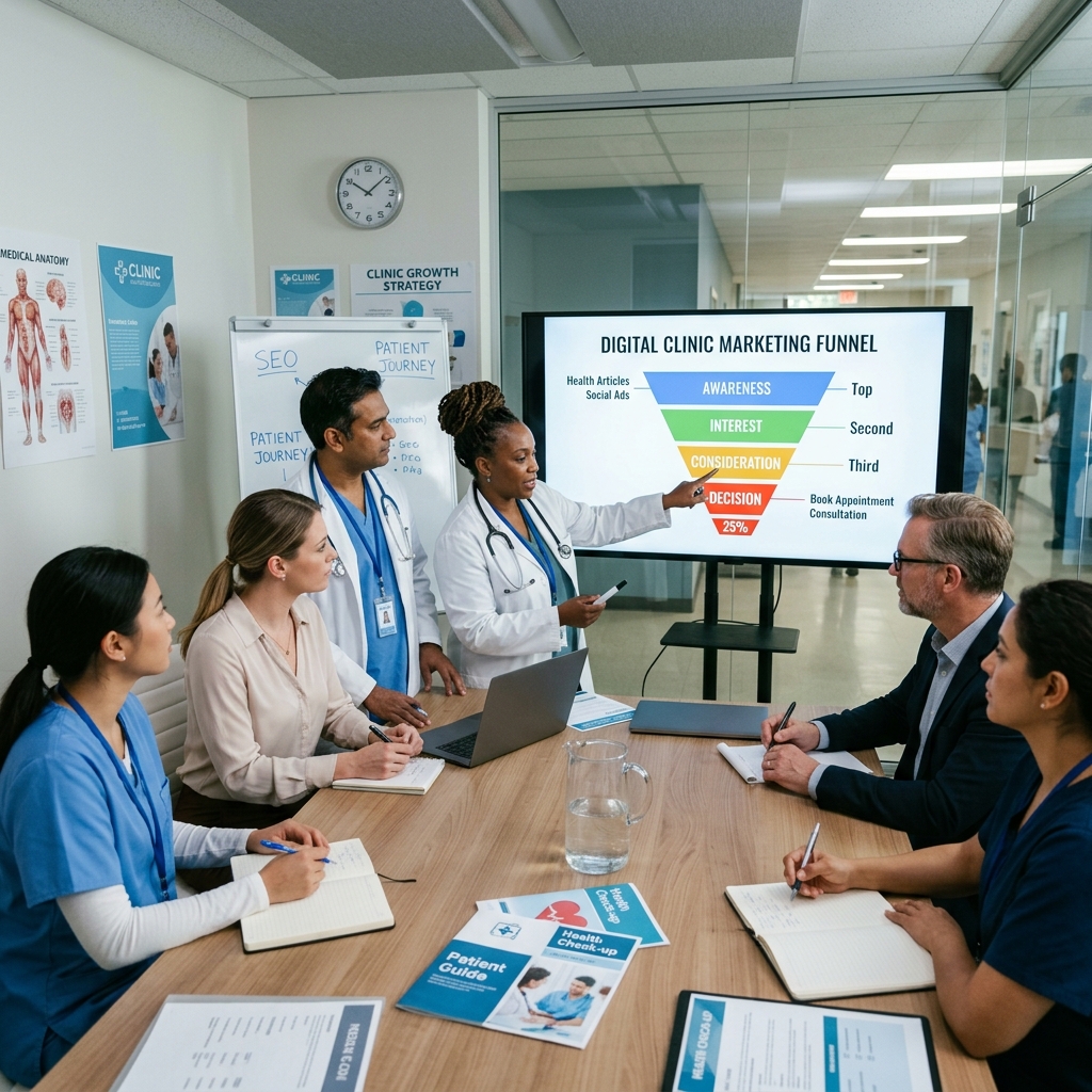 Clinic marketing funnel from awareness to conversion