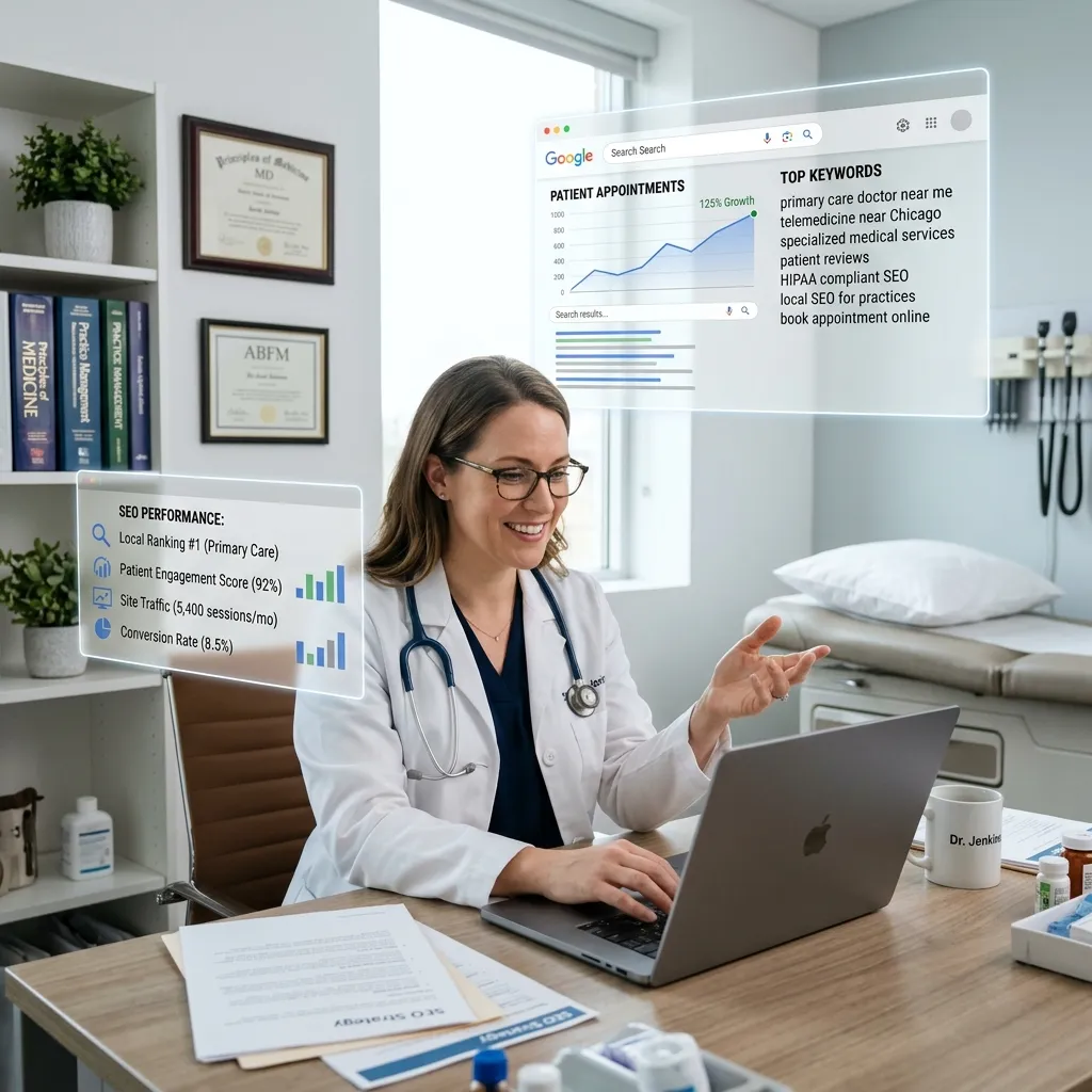 Medical practice SEO strategy illustration